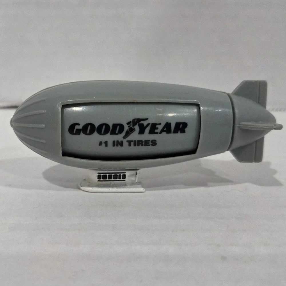 Vintage 1991 Hot Wheels Goodyear Blimp Gray Die-Cast Toy Changeable Graphics